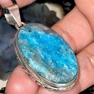 “The Suppressant Crystal” Blue Apatite Pendant 2”